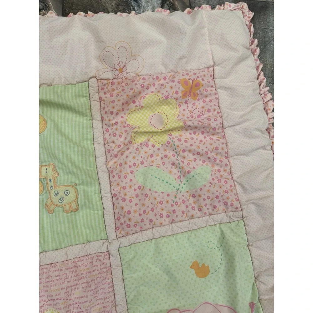 Vintage Pastel Baby Quilt Comforter ‎ Patchwork Nursery Blanket 42 X 32